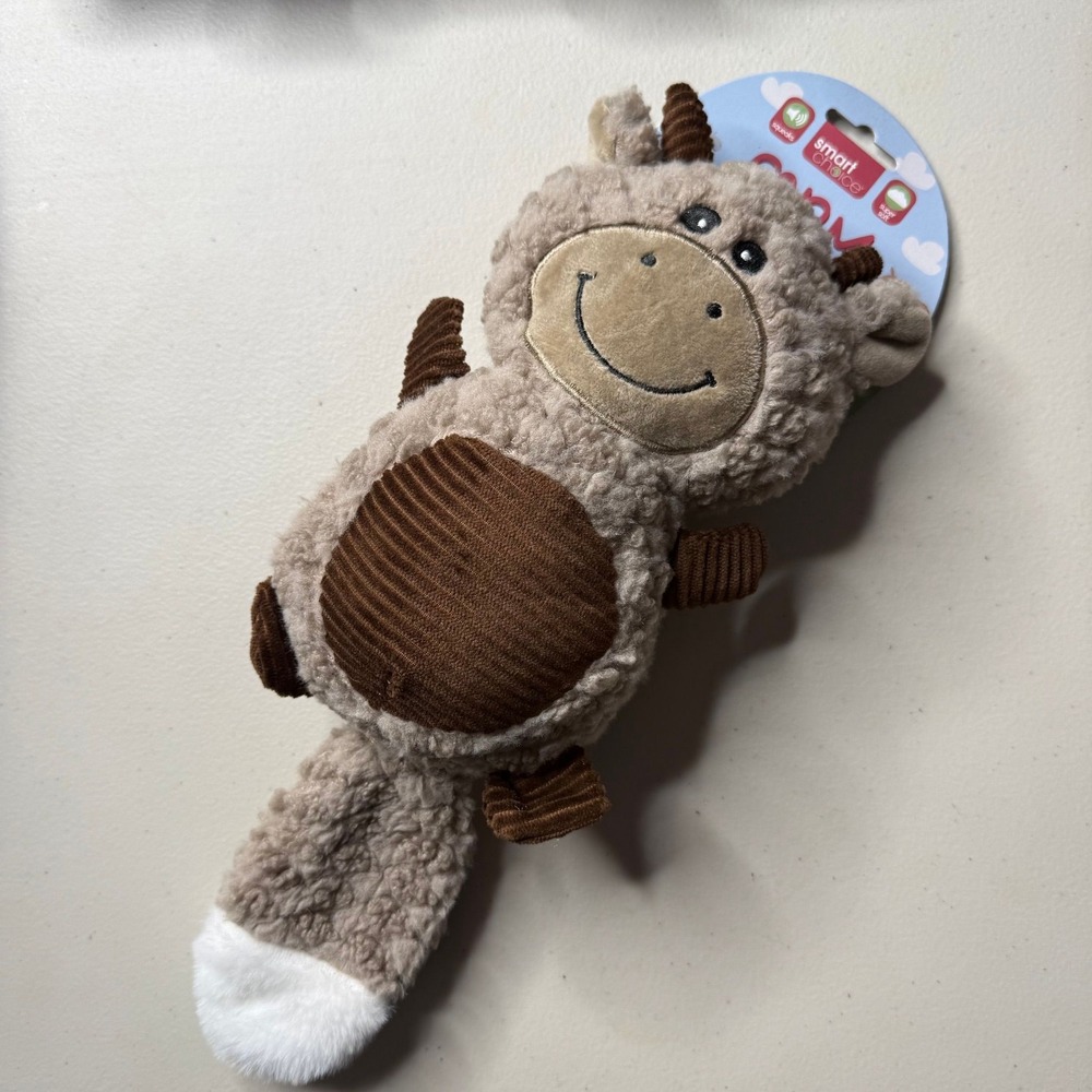Smart Choice Farm Animal Cow Plush Dog Squeaky Toy NWT